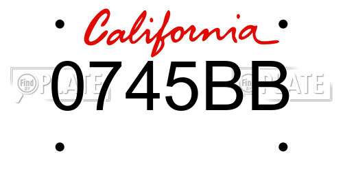 0745BB California License Plate