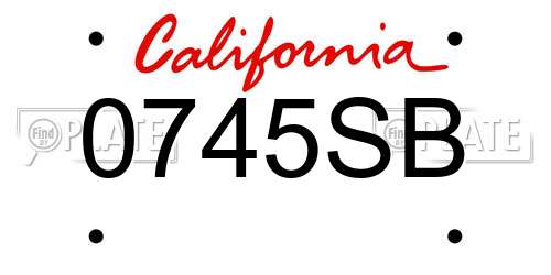 0745SB California License Plate