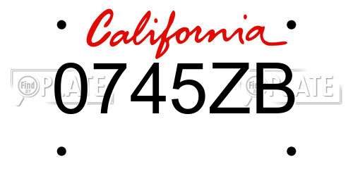 0745ZB California License Plate