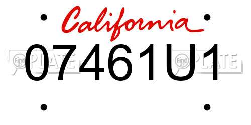 07461U1 California License Plate