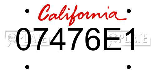 07476E1 California License Plate