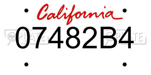 07482B4 California License Plate