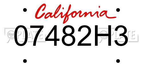 07482H3 California License Plate