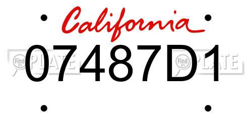 07487D1 California License Plate