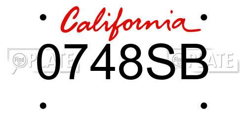 0748SB California License Plate