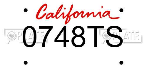 0748TS California License Plate