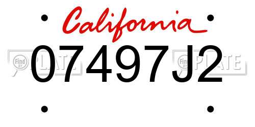 07497J2 California License Plate