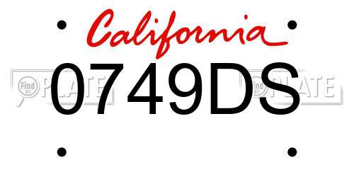 0749DS California License Plate