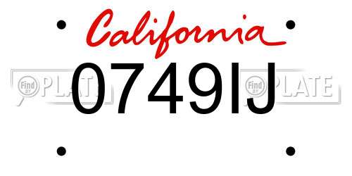 0749IJ California License Plate