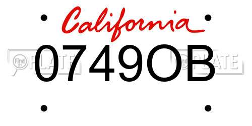 0749OB California License Plate