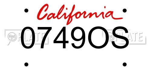 0749OS California License Plate