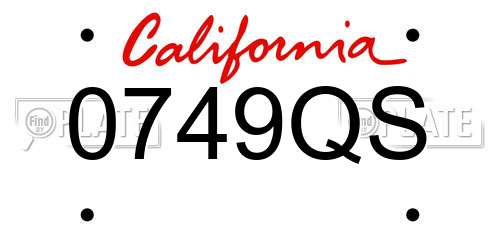 0749QS California License Plate