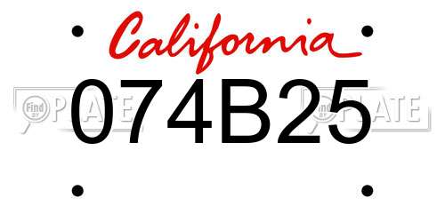 074B25 California License Plate
