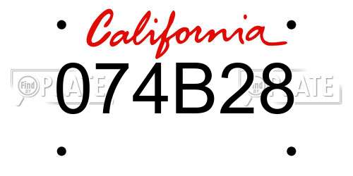 074B28 California License Plate