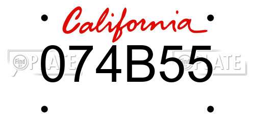 074B55 California License Plate