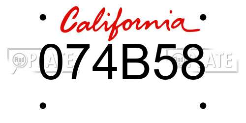 074B58 California License Plate