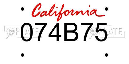 074B75 California License Plate
