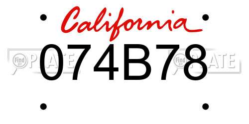 074B78 California License Plate