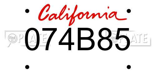 074B85 California License Plate