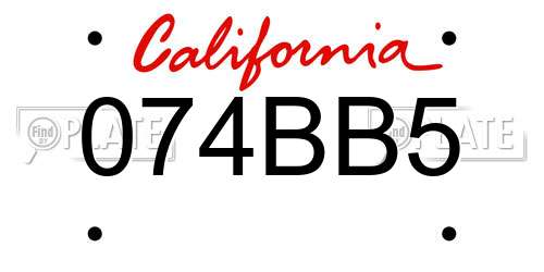 074BB5 California License Plate