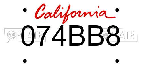 074BB8 California License Plate