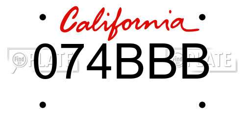 074BBB California License Plate