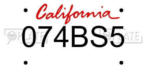 074BS5 California License Plate