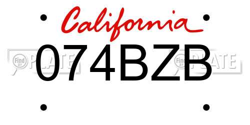 074BZB California License Plate
