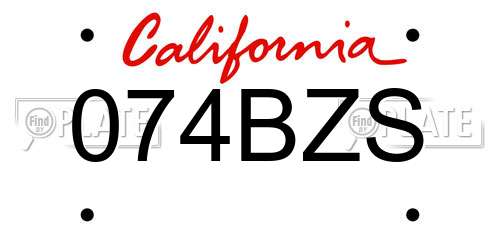 074BZS California License Plate