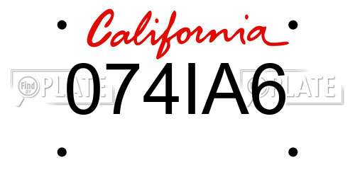 074IA6 California License Plate