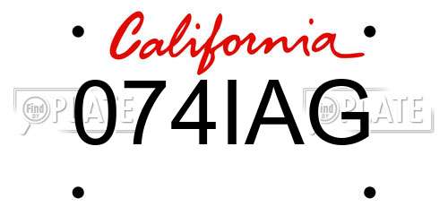 074IAG California License Plate