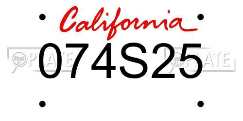074S25 California License Plate