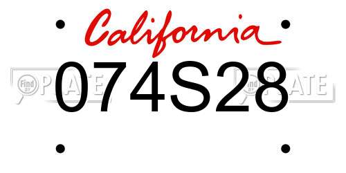 074S28 California License Plate