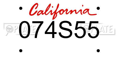 074S55 California License Plate