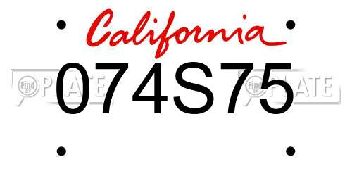 074S75 California License Plate