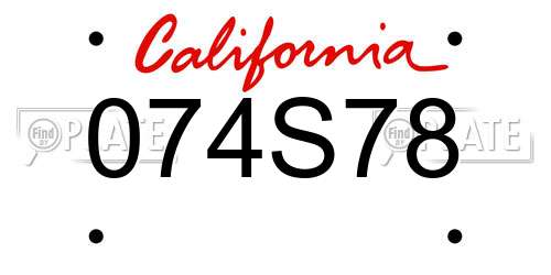 074S78 California License Plate