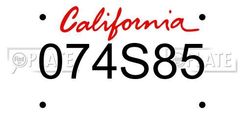 074S85 California License Plate