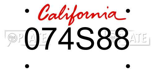 074S88 California License Plate