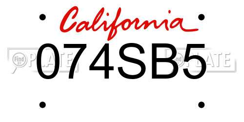 074SB5 California License Plate