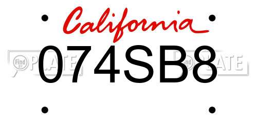 074SB8 California License Plate