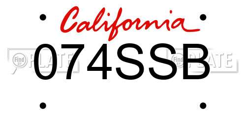 074SSB California License Plate