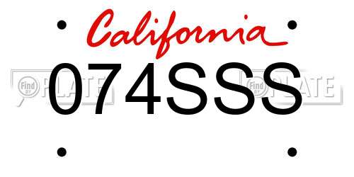 074SSS California License Plate