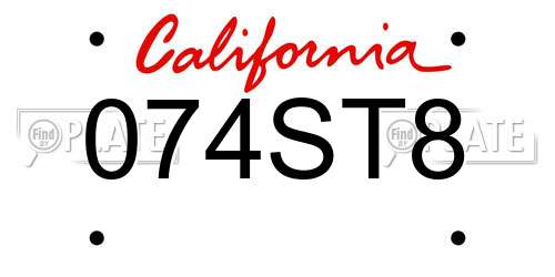074ST8 California License Plate