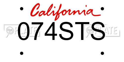 074STS California License Plate
