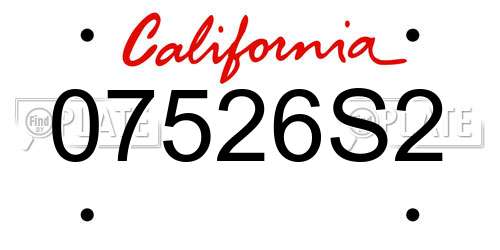 07526S2 California License Plate