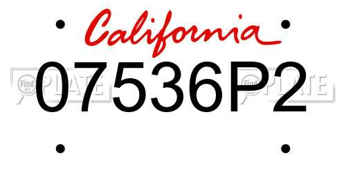07536P2 California License Plate