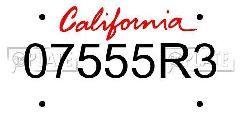 07555R3 California License Plate