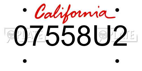 07558U2 California License Plate
