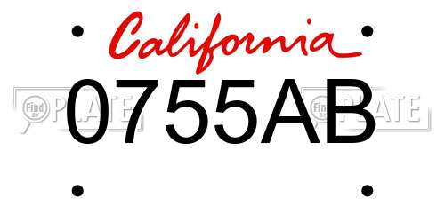 0755AB California License Plate