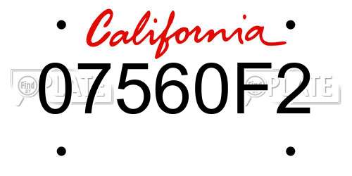 07560F2 California License Plate